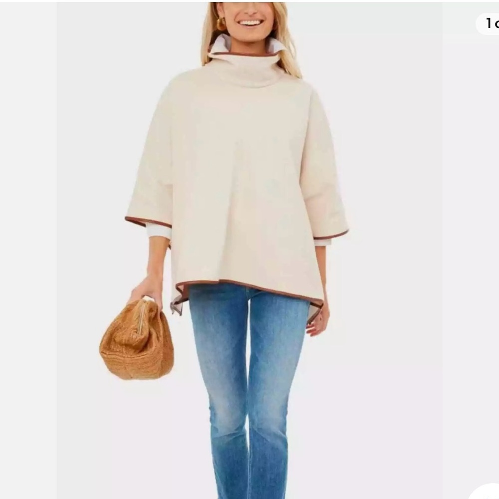 Tuckernuck cream leather trimmed poncho